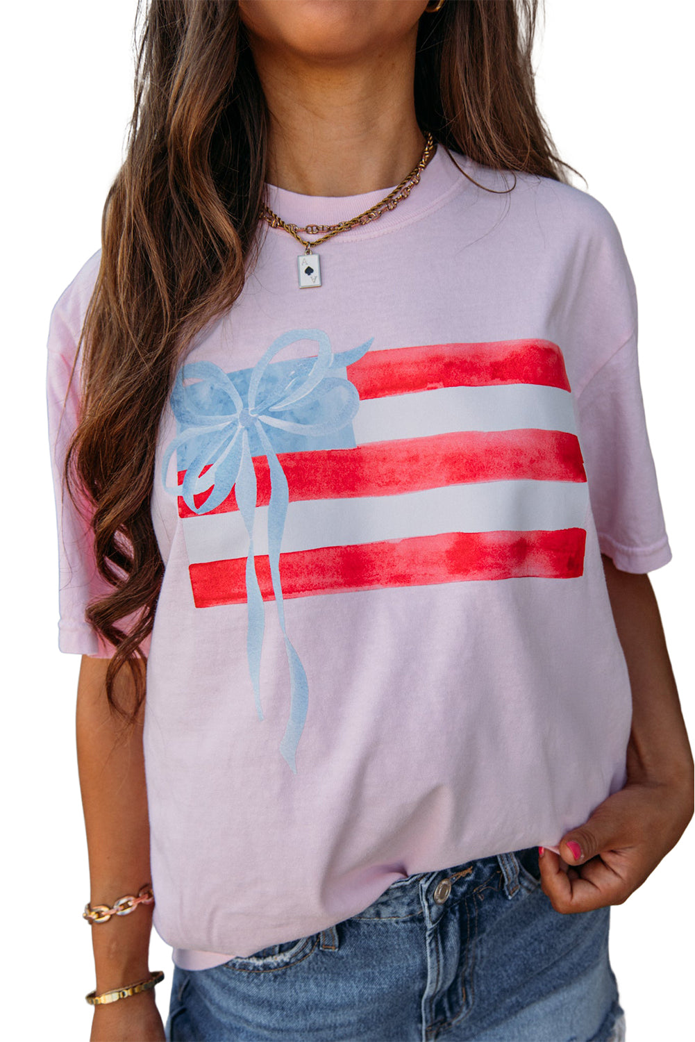 Flag Bow Crewneck Tee