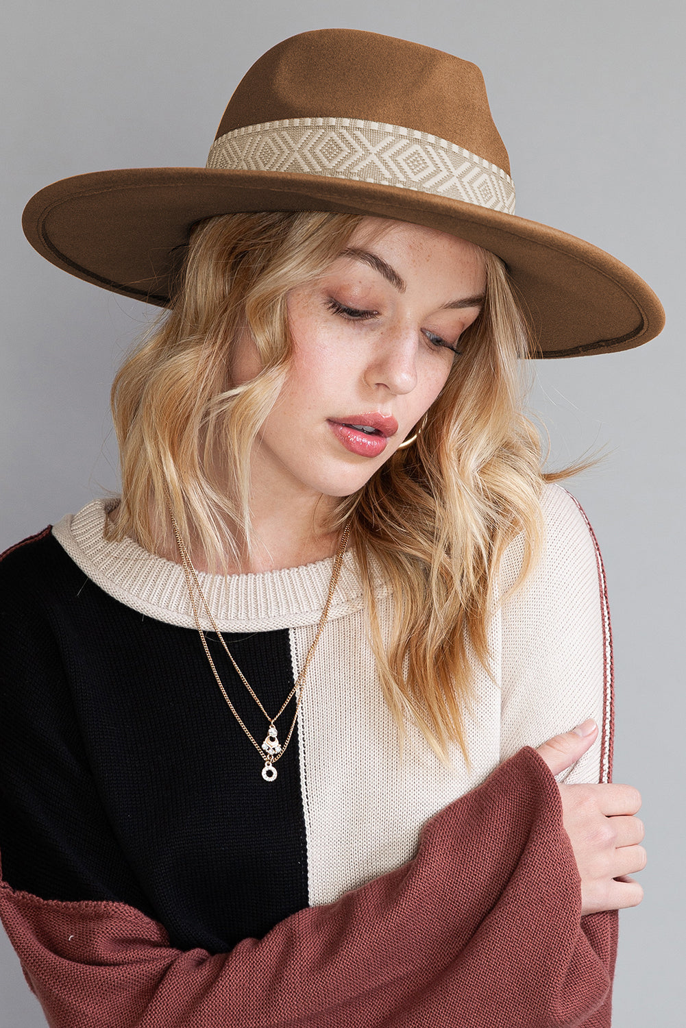 Brown Western Flat Brim Cowboy Hat