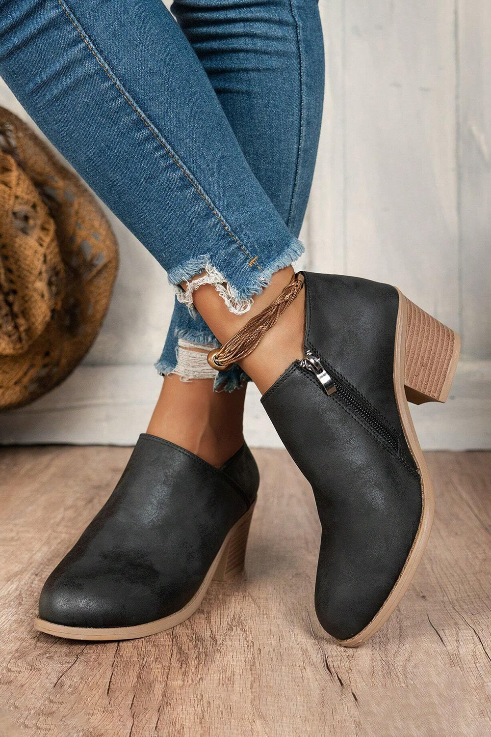 Coffee Sueded Ankle Boots