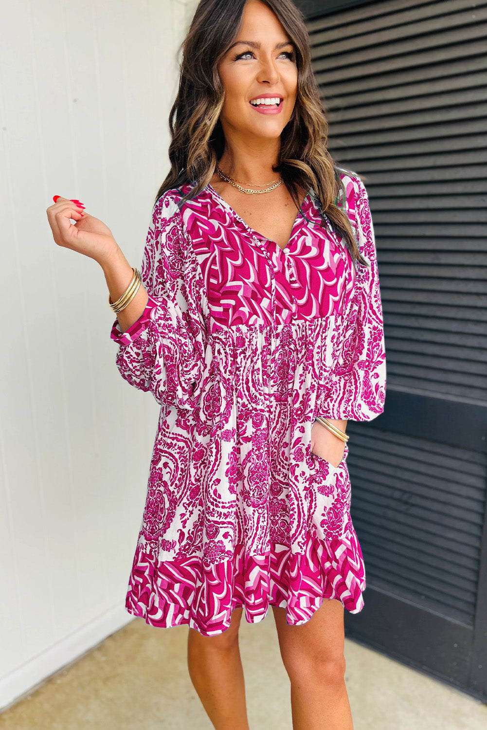 Boho Lantern Sleeve Dress