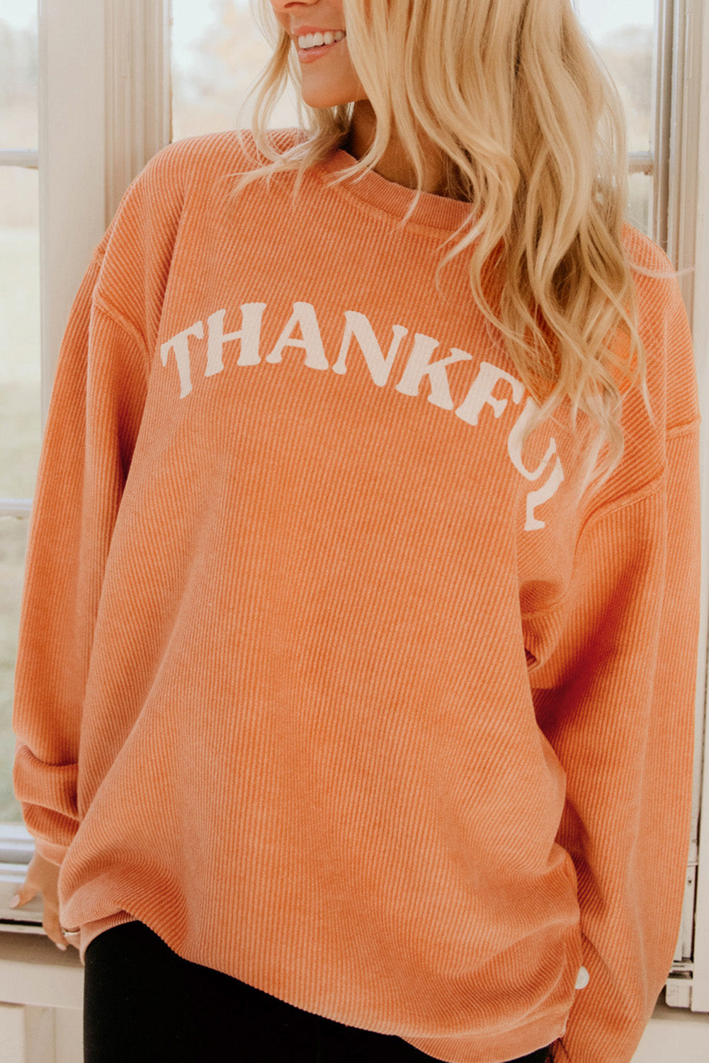 THANKFUL Graphic Corded Sweatshirt