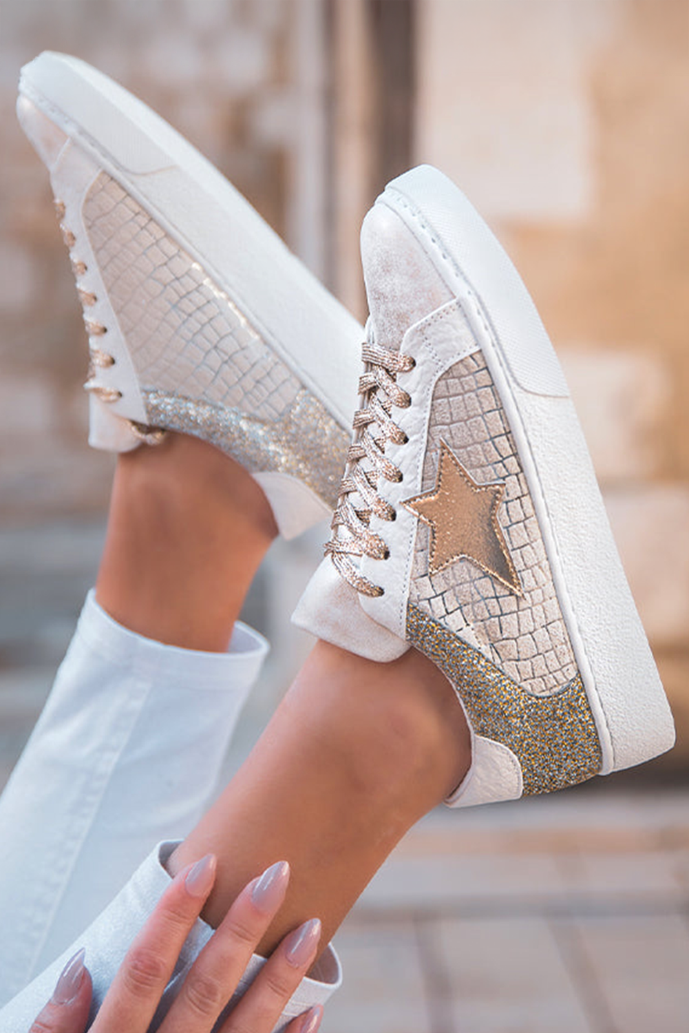 Glitter Star Vegan Leather Sneakers