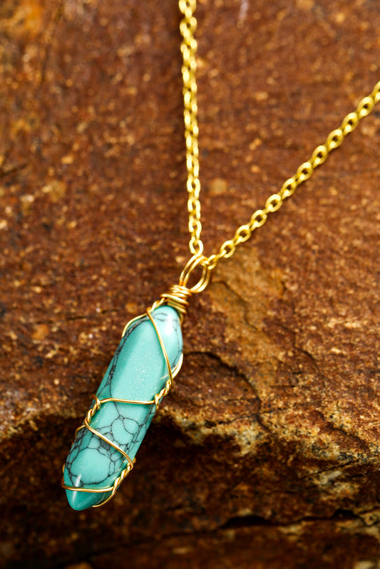 Wrapped Turquoise Pendant Necklace