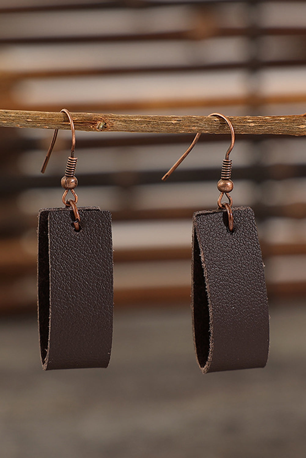 Dark Brown Circle Vegan Leather Earrings