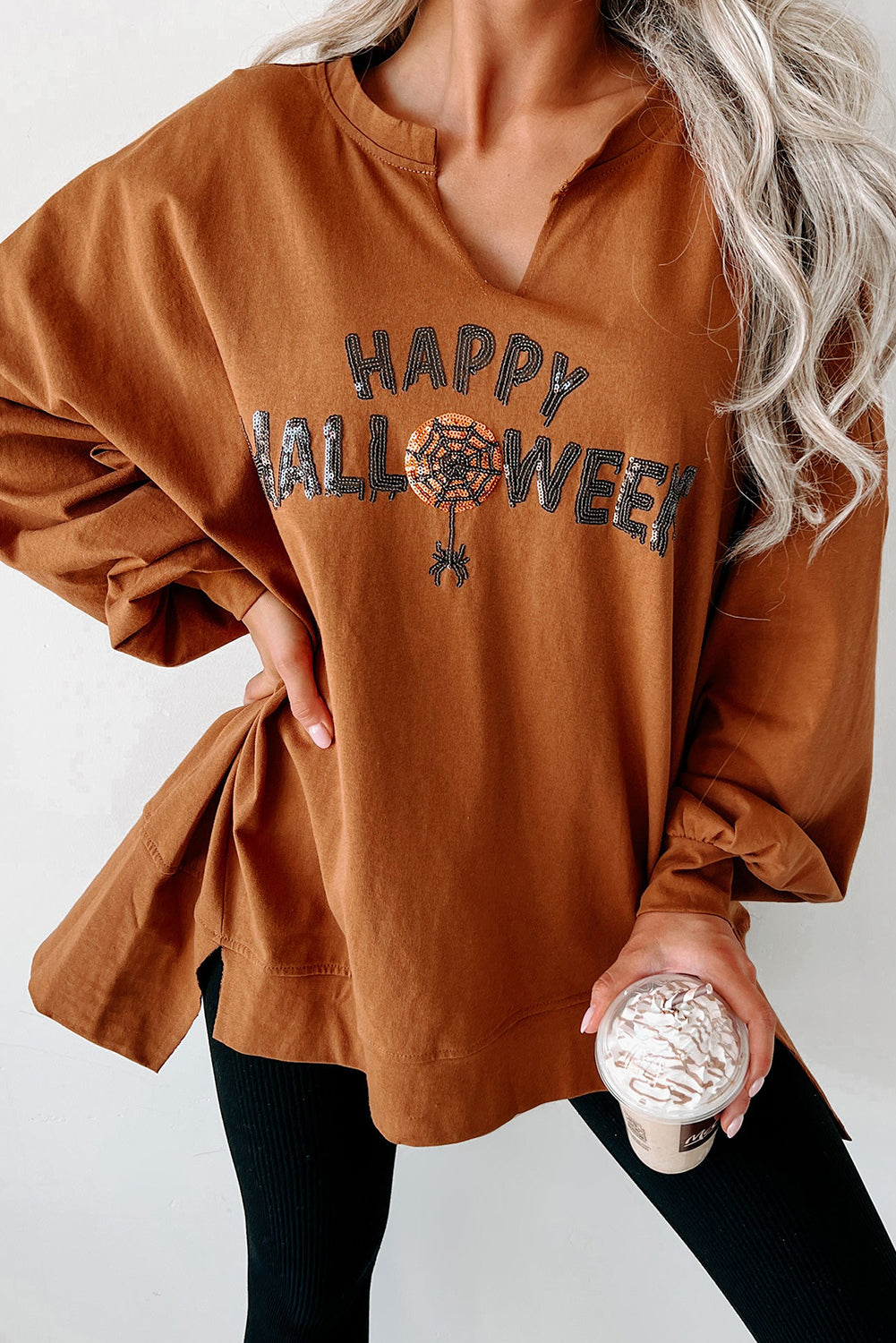 Sequin Happy Halloween Loose Top