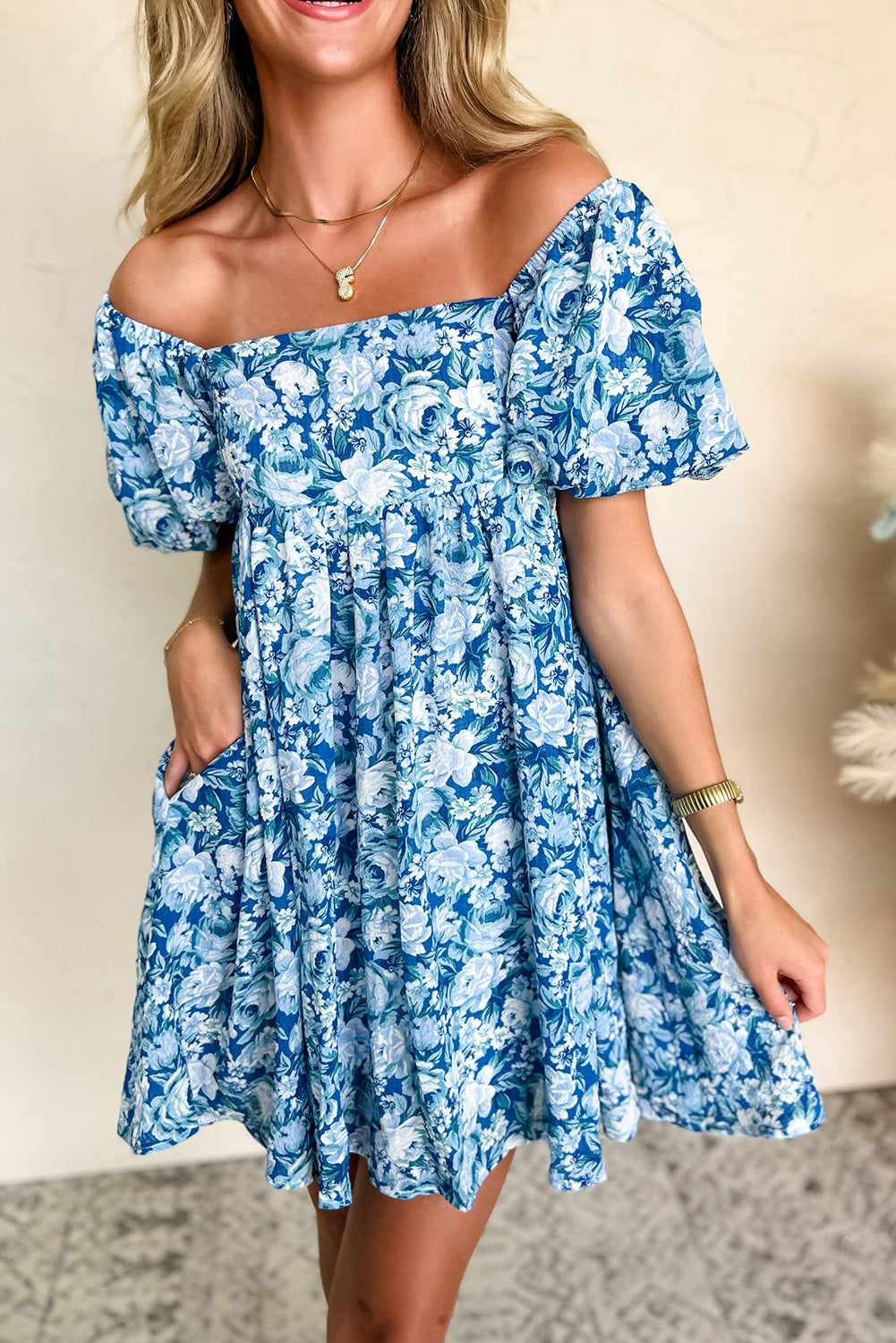 Floral Off-Shoulder Babydoll Dress