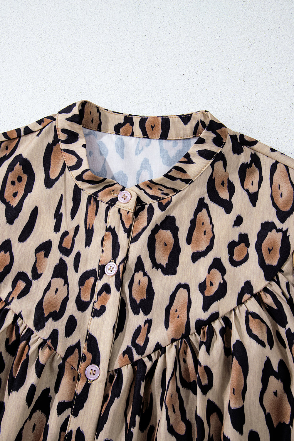 Leopard Print Balloon Sleeve Loose Blouse