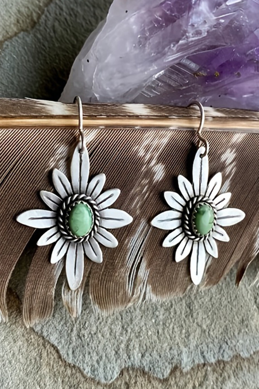 Western Turquoise Flower Earrings