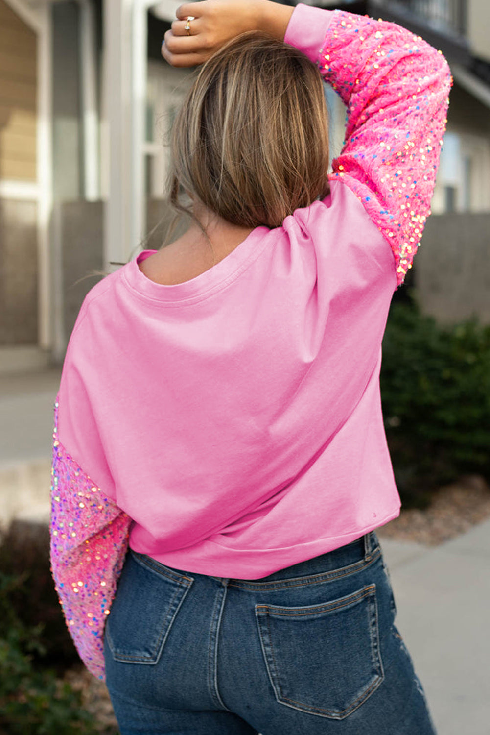 Pink Santa Sequin Sleeve Sweatshirt - Plus