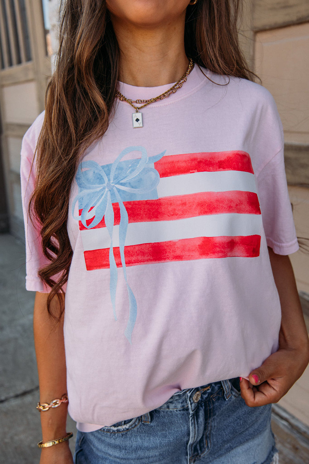 Flag Bow Crewneck Tee