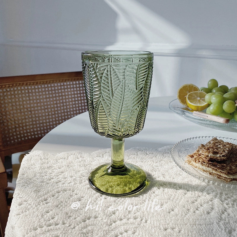 Retro Green Leaf Pattern Goblet