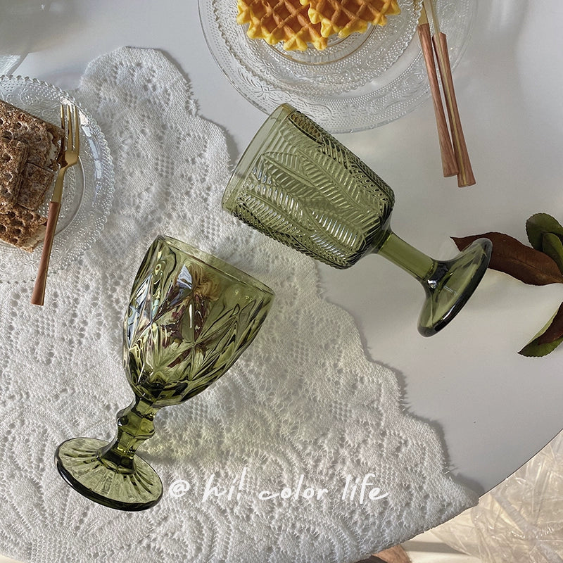 Retro Green Leaf Pattern Goblet