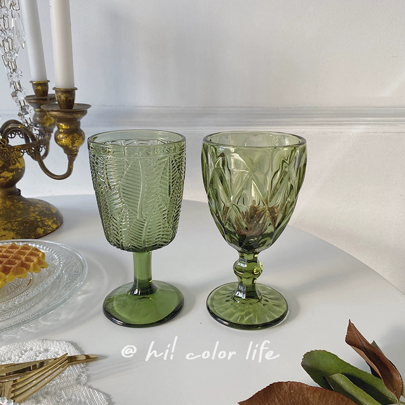 Retro Green Leaf Pattern Goblet