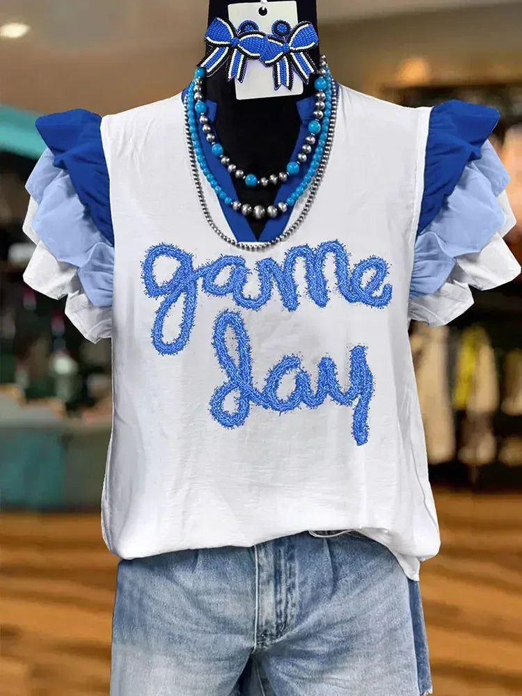 Ruffle Sleeve Gameday Top