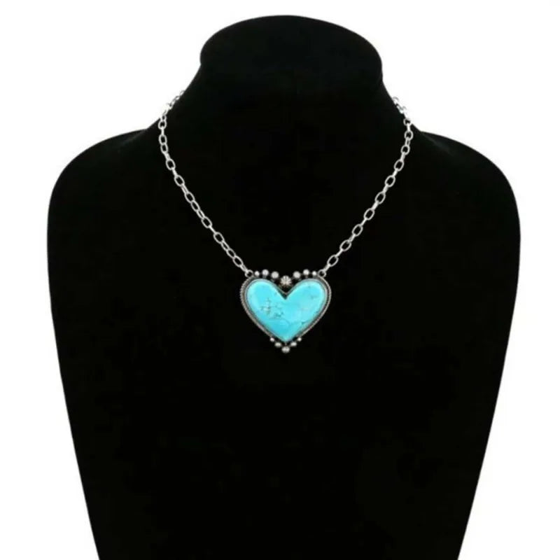 Turquoise Stone Heart Necklace