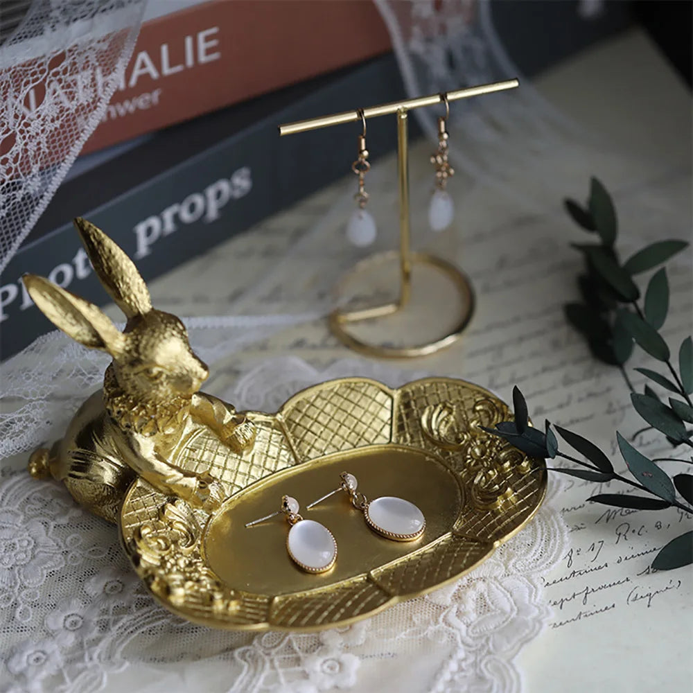 Golden Bunny Jewelry Tray