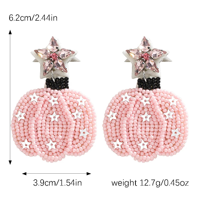 Pink Pumpkin Halloween Earrings