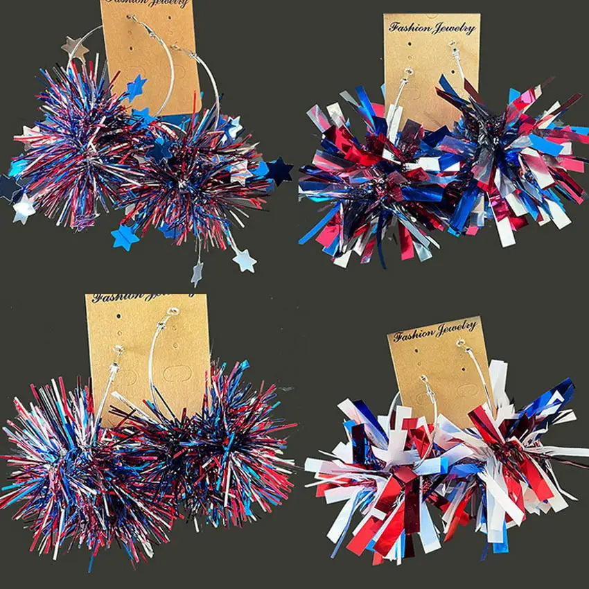 4th of July Tinsel Earrings