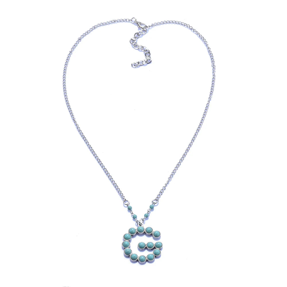 Turquoise Initial Pendant