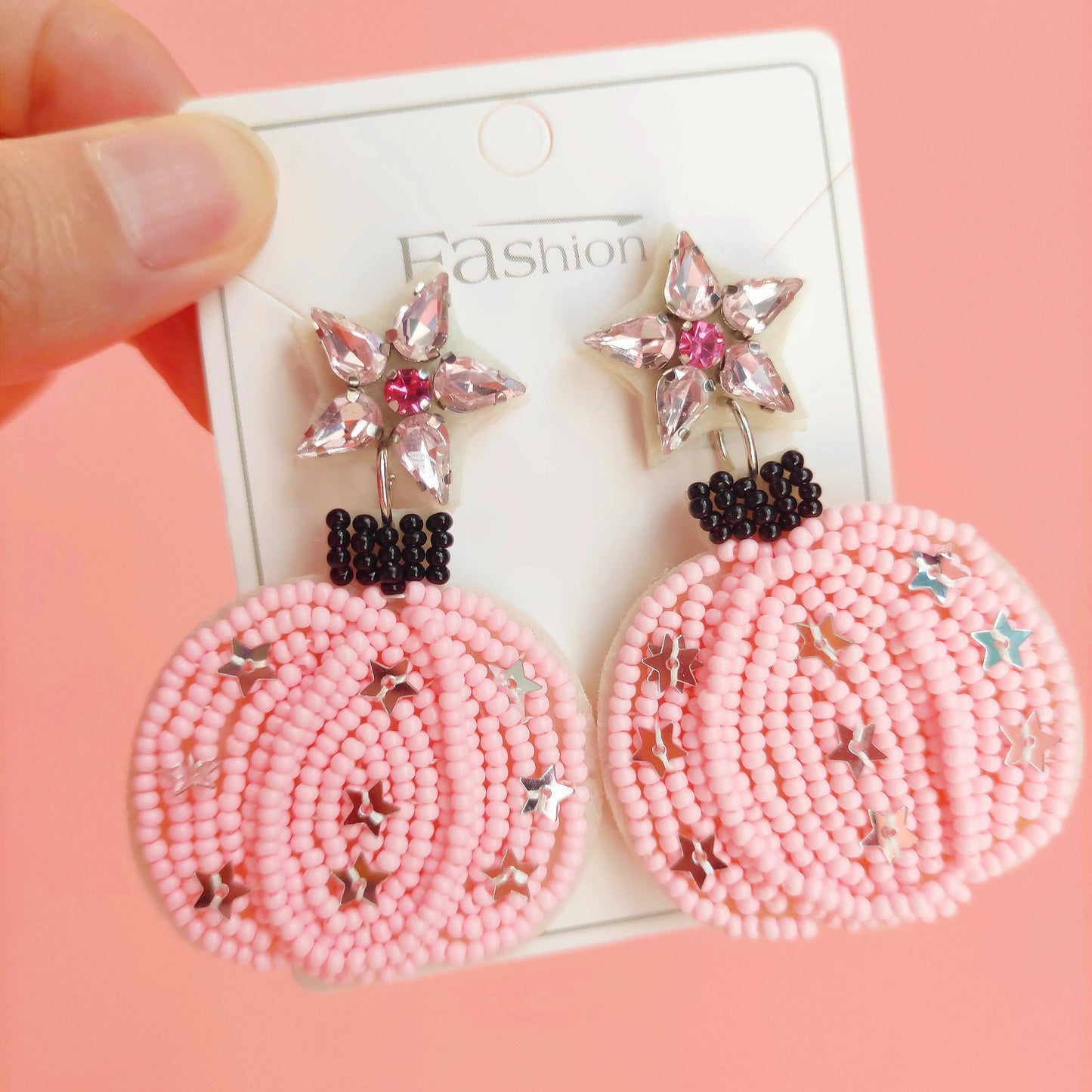 Pink Pumpkin Halloween Earrings