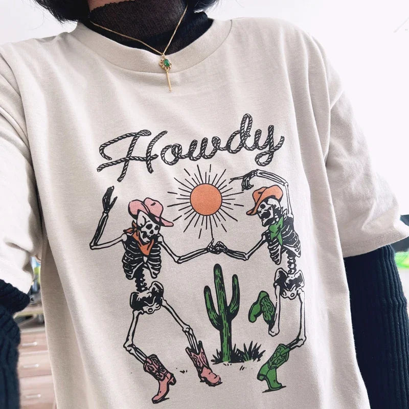 Howdy Skeleton Cowgirl T-Shirt