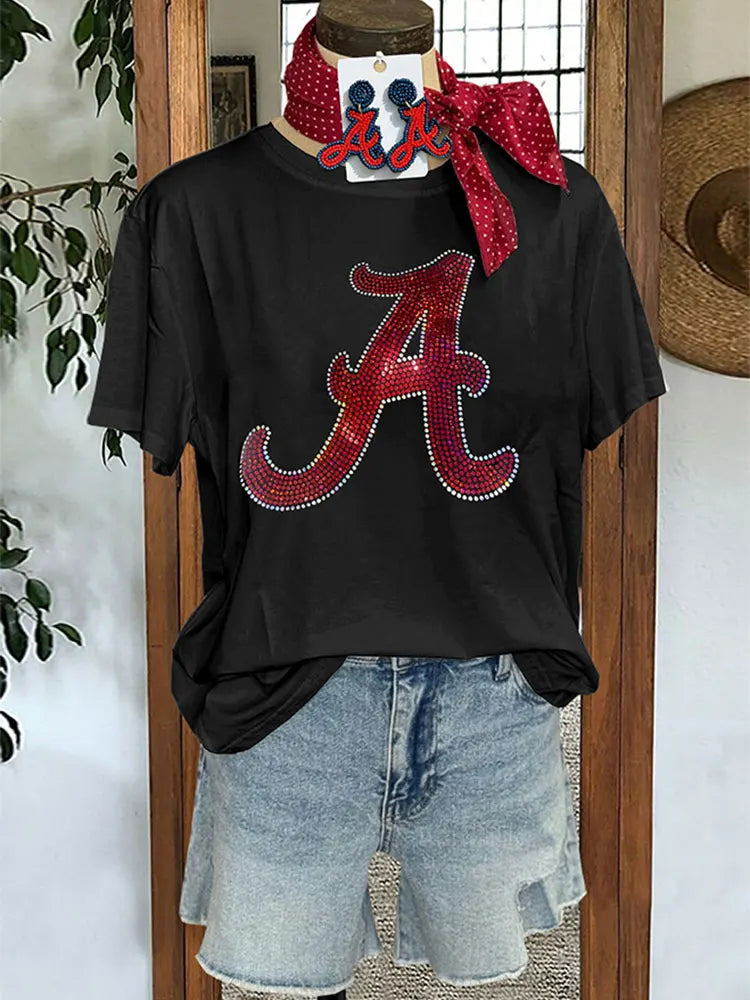 Alabama Sequin "A" Gameday T-Shirt