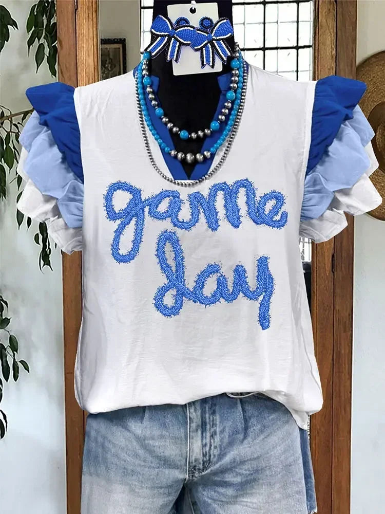 Ruffle Sleeve Gameday Top