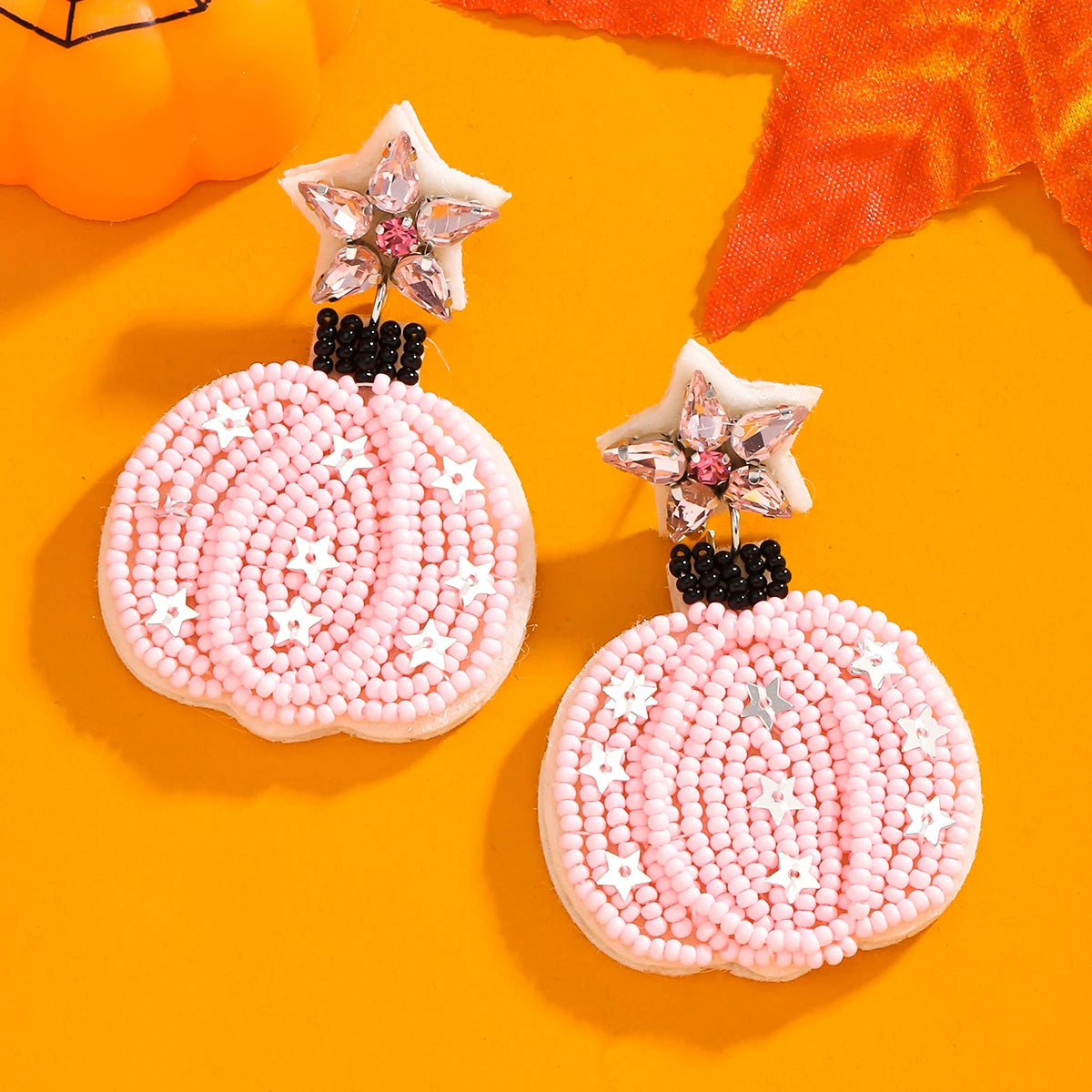 Pink Pumpkin Halloween Earrings