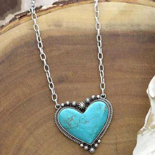 Turquoise Stone Heart Necklace