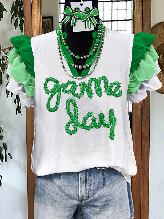 Ruffle Sleeve Gameday Top