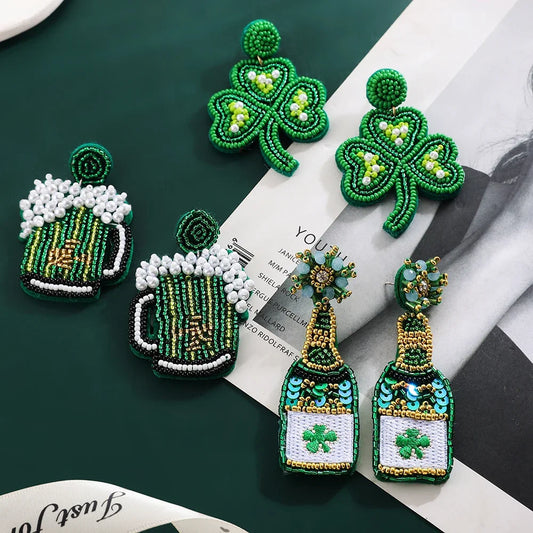 St. Patrick's Day Beaded Earrings