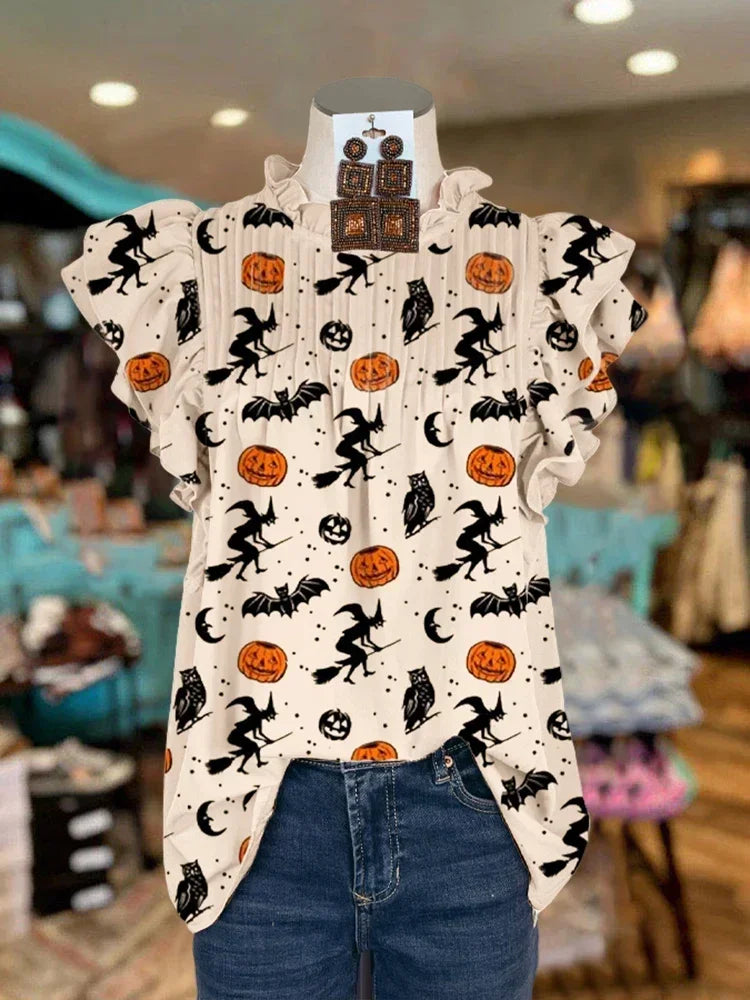 Witches & Pumpkins Halloween Blouse