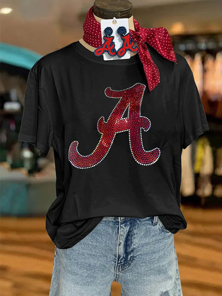 Alabama Sequin "A" Gameday T-Shirt