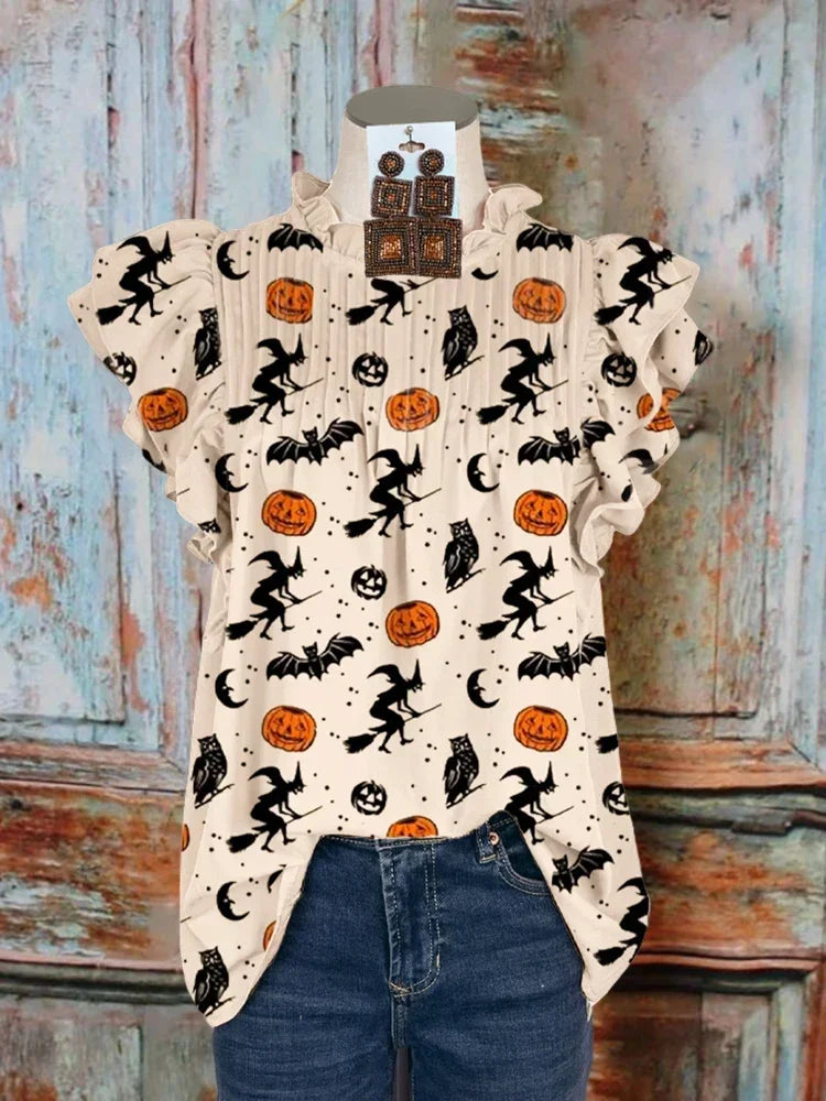 Witches & Pumpkins Halloween Blouse