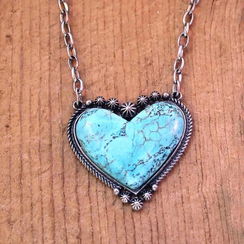 Turquoise Stone Heart Necklace