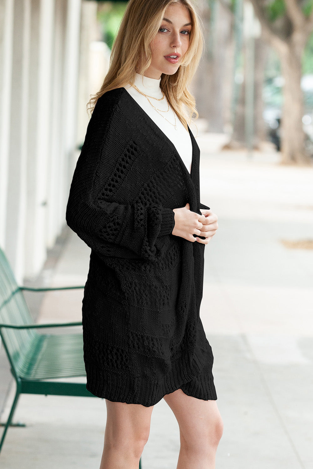 Loose Knit Dolman Sleeve Cardigan