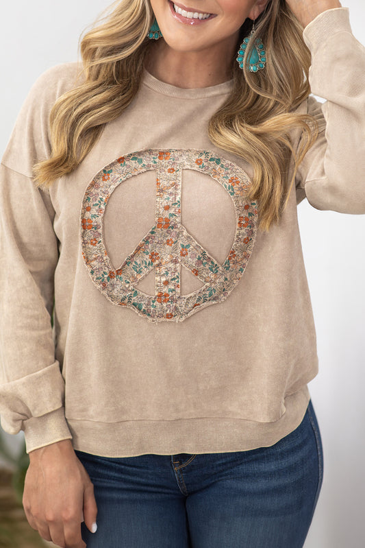 Floral Peace Sign Sweatshirt - Plus