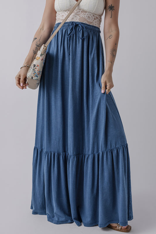 Sail Blue Tiered Maxi Skirt