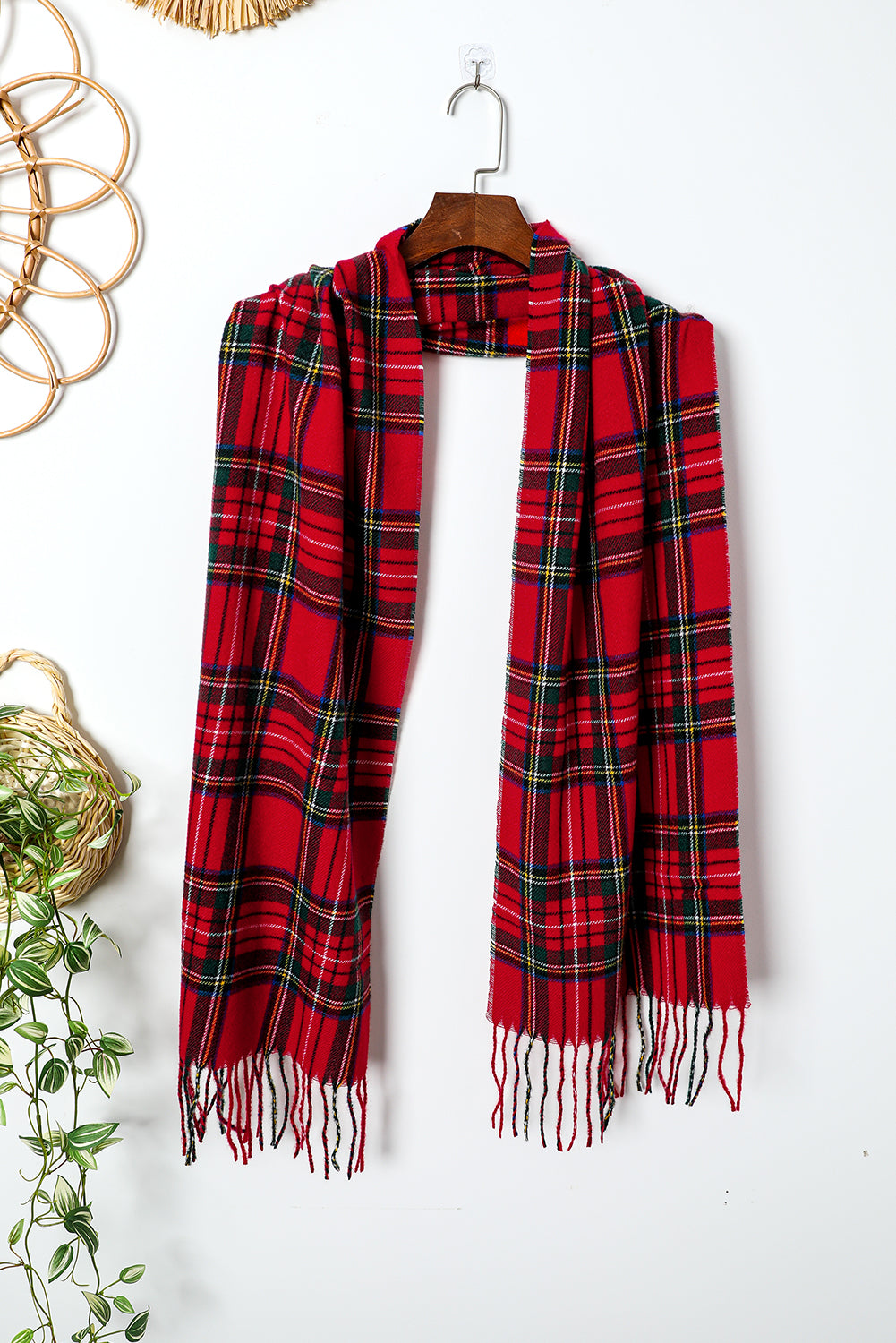 Christmas Plaid Tassel Edge Scarf