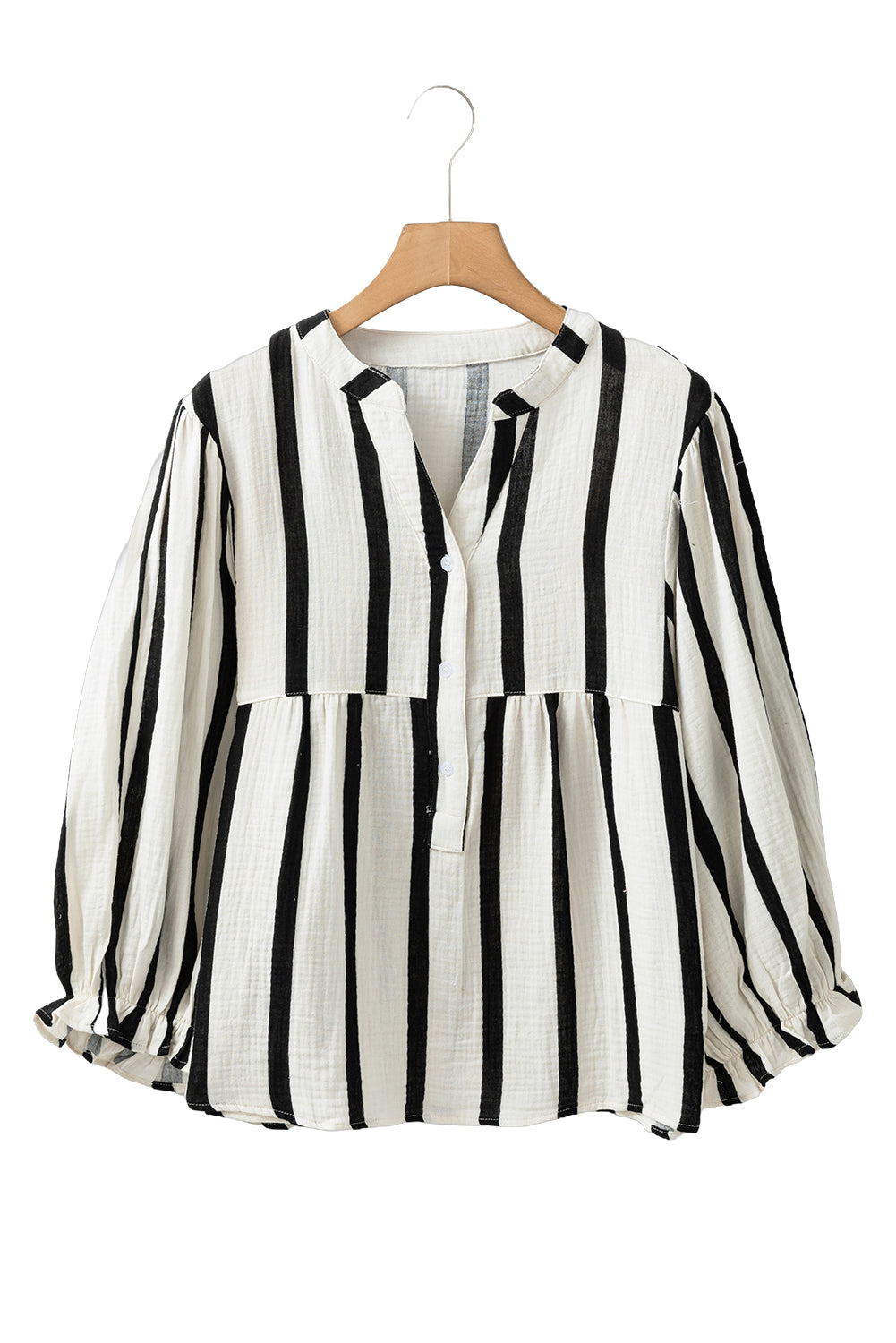 Stripe Crinkle Ruffle Sleeve Top