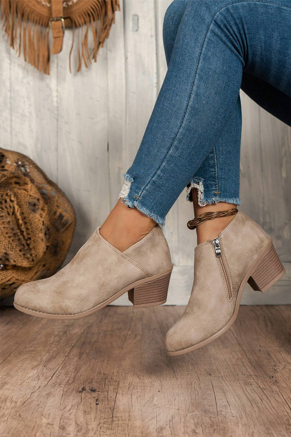 Coffee Sueded Ankle Boots