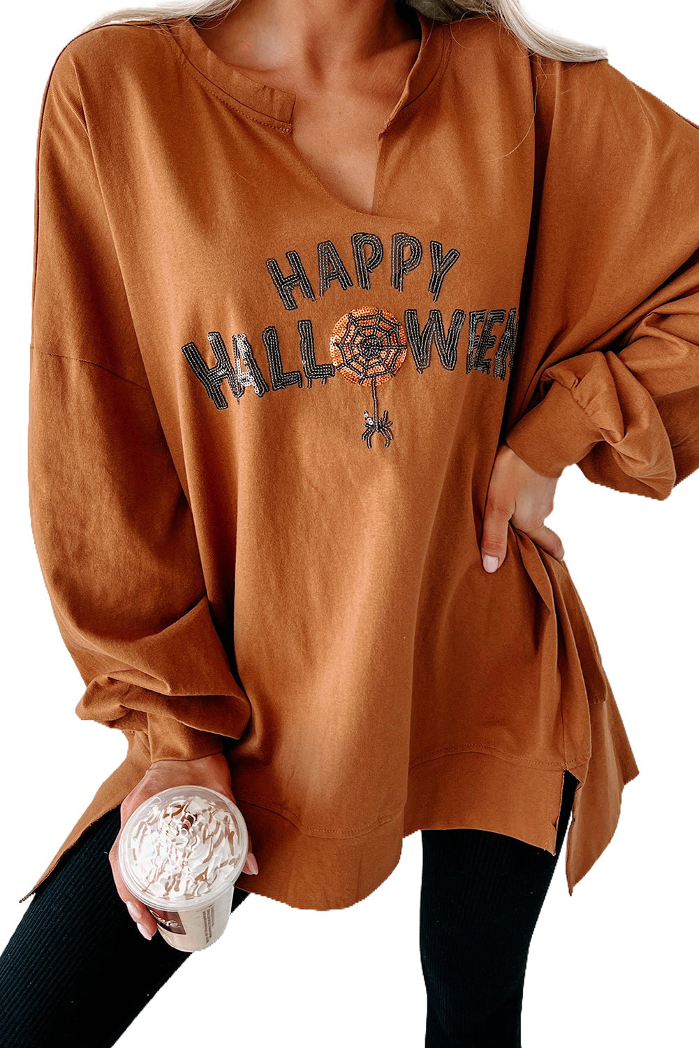 Sequin Happy Halloween Loose Top