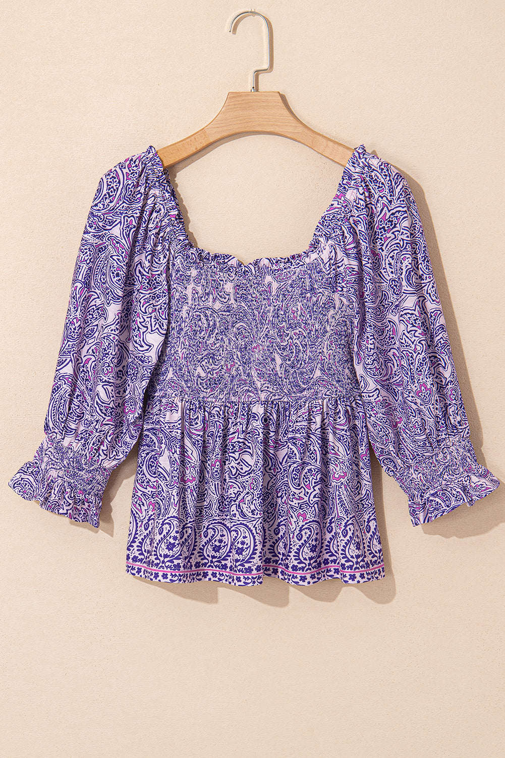 Purple Boho Paisley Peplum Top