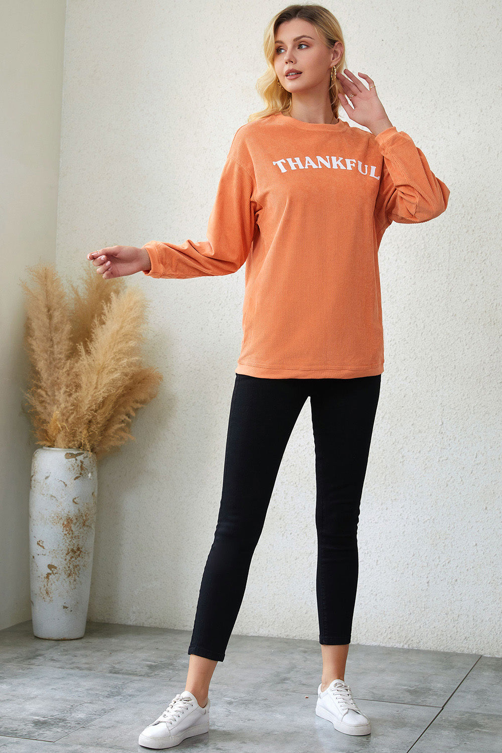 THANKFUL Graphic Corded Sweatshirt