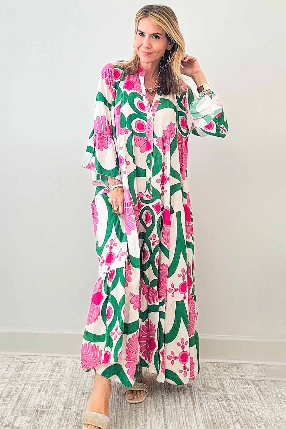 Pink Boho Oversized Maxi Dress