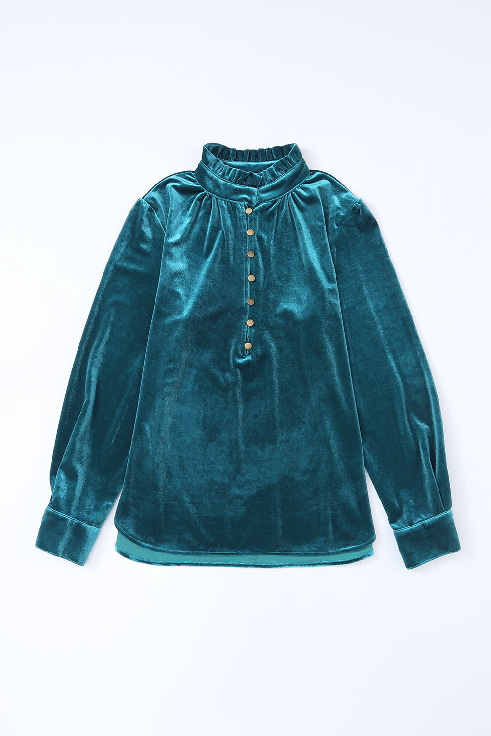 V Neck Buttoned Velvet Blouse