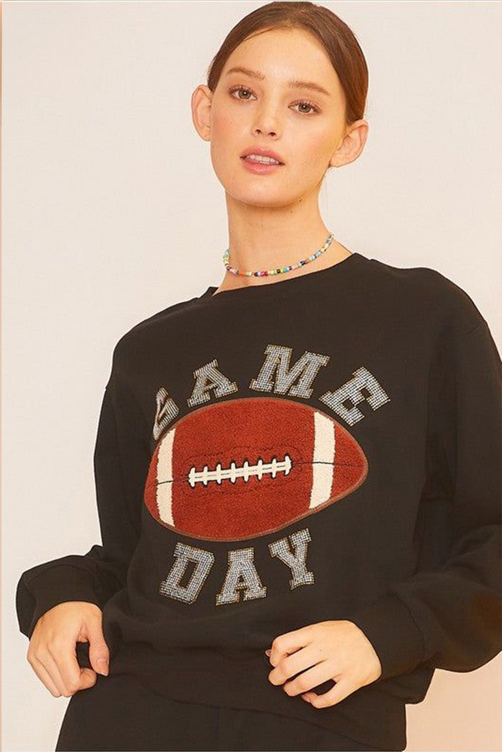 Black GAME DAY Football Two Piece Loungewear Set