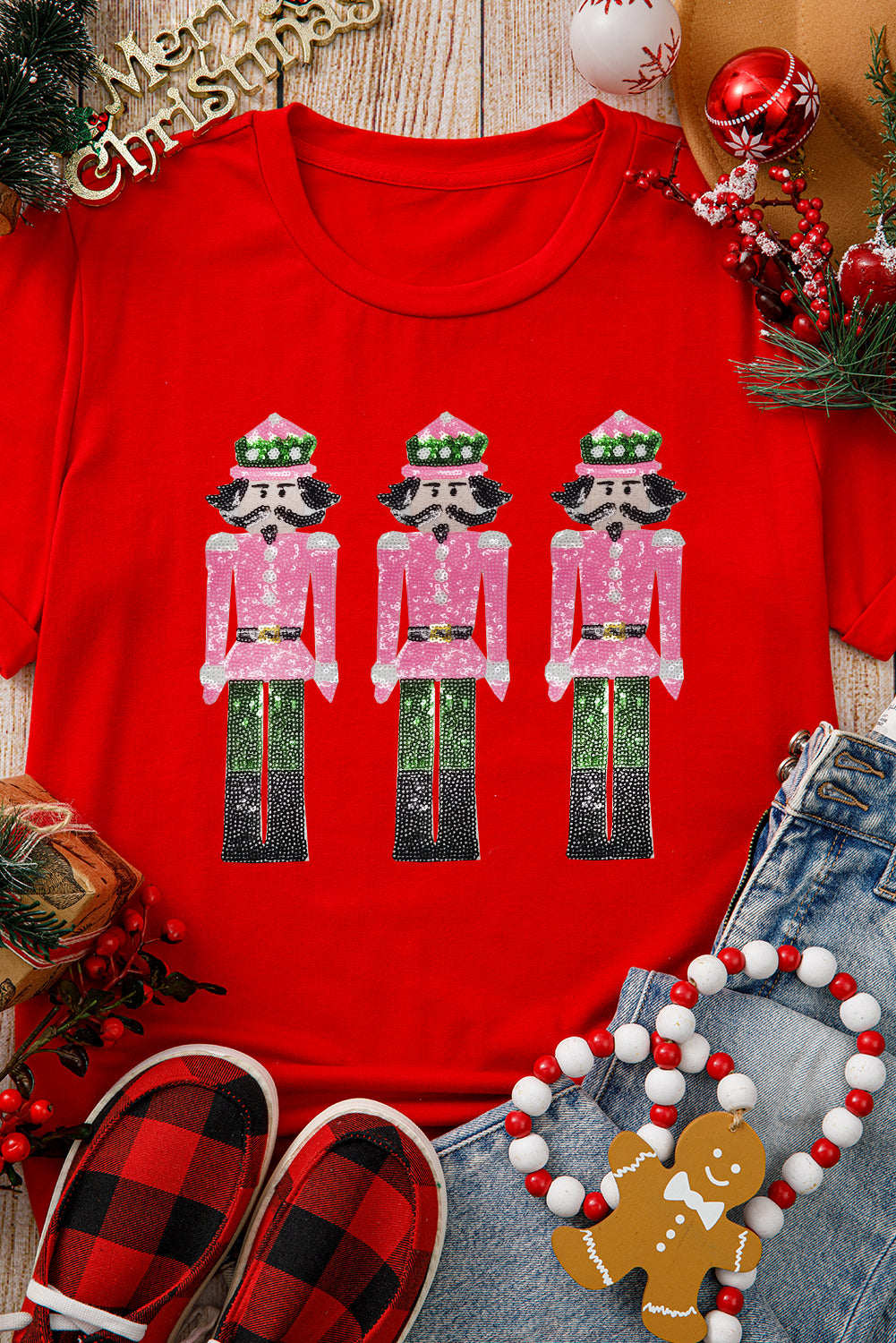 Red Sequin Nutcracker Tee