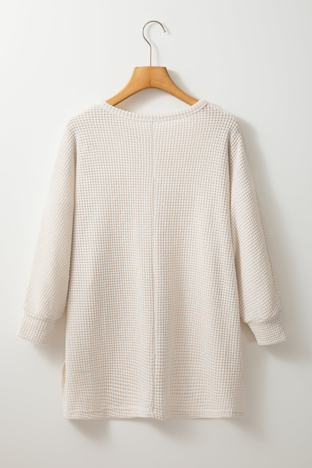 Waffle Knit Batwing Sleeve Oversized Top