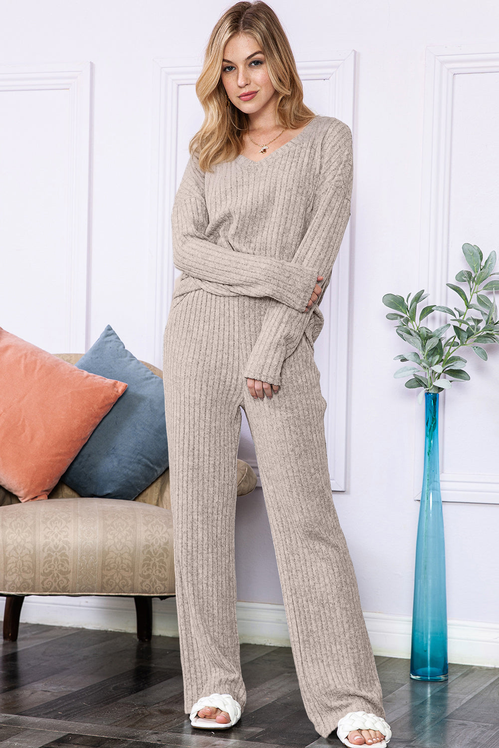 Slouchy Ribbed Knit Loungewear Set